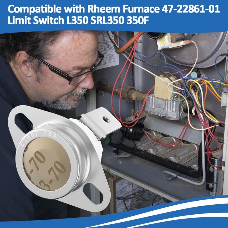 WKZO 47-22861-01 Limit Switch Replacement for Rheem Furnace,L350F Furnace Switch 250V/10A Used for Gas Furnace Microwave Refrigerator and General Electrical Equipment Supplies,L350 Srl350 350F-2PCS - Image 5